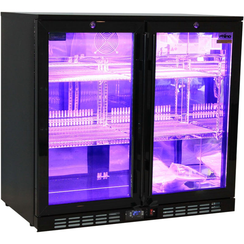 Bar Fridge | Rhino 2 Door | Multi Light doors closed with purple LED lights on